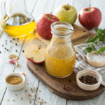 The Best Salt-Free Apple Cider Vinaigrette for Healthy Salads 6 create a clean bright image of a homemade apple c