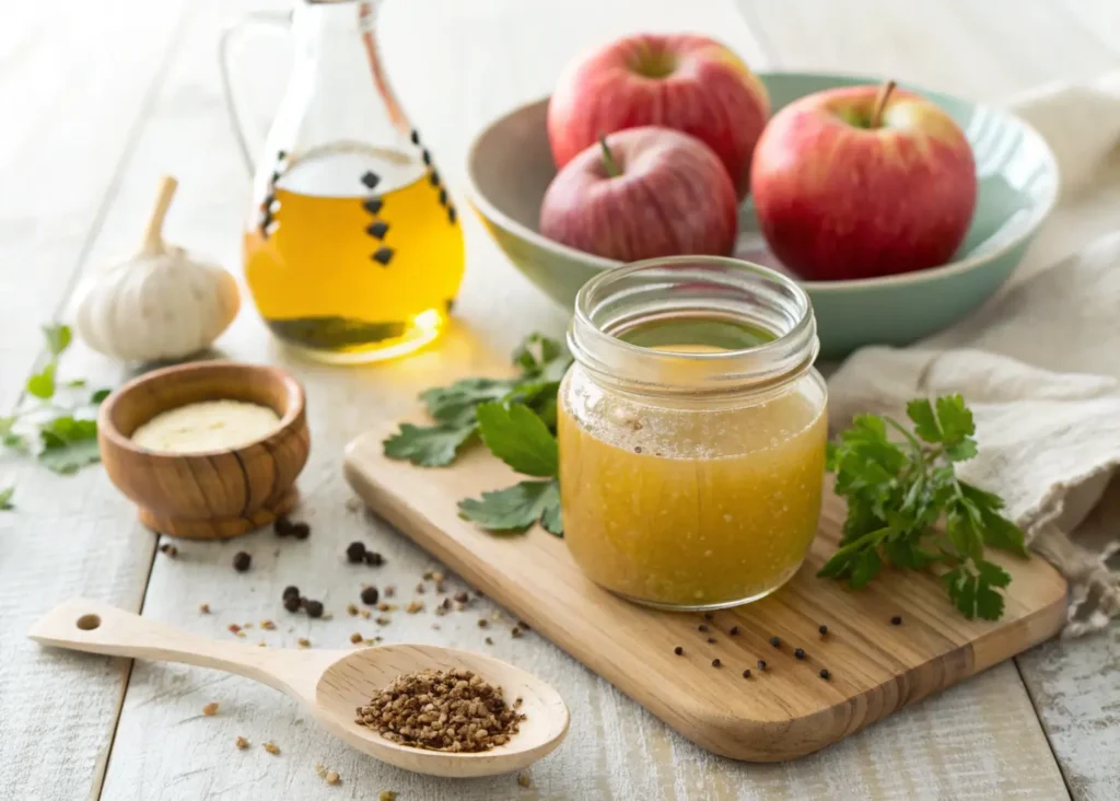 The Best Salt-Free Apple Cider Vinaigrette for Healthy Salads 5 create a clean bright image of a homemade apple c 2
