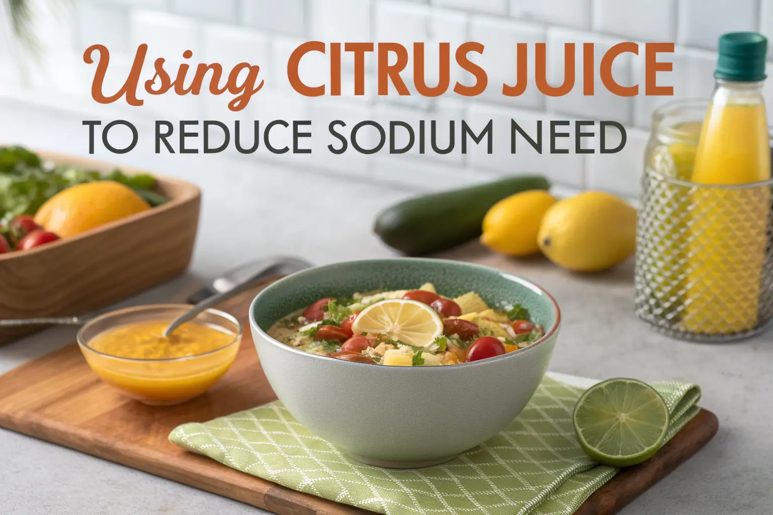 Using Citrus Juice to Reduce Sodium Need 1 Salad bowl with a drizzle of lemon juice instead of salt